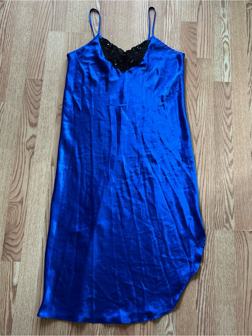 Inner Most royal blue + black lace slip dress